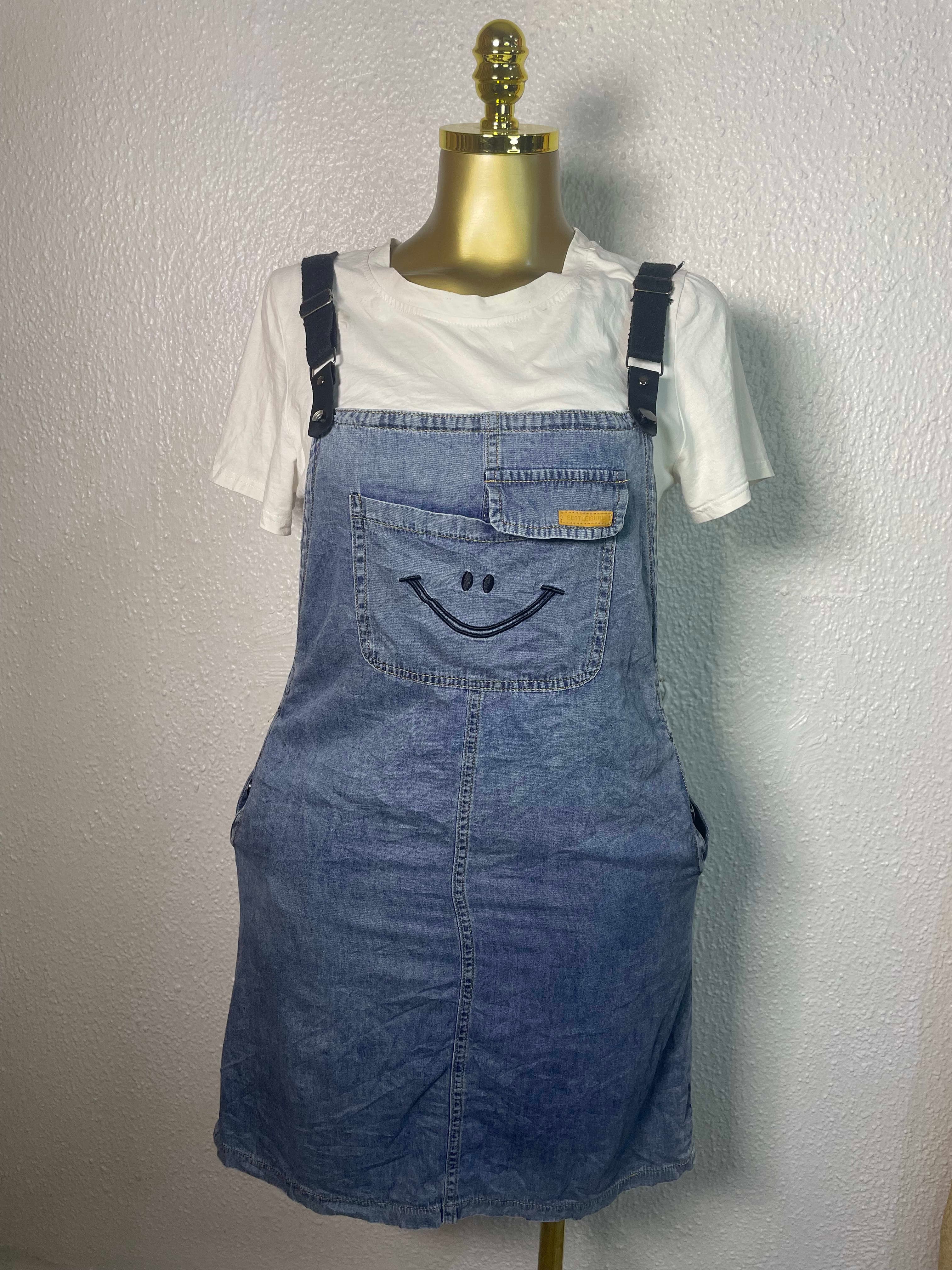 Denim Smiley Face Dress thrift fashion item